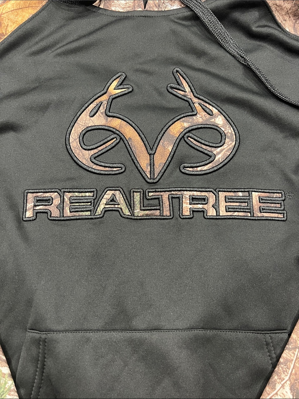 Realtree Black Hoodie Tank with Camouflage Logo buckhorn river XL polyester z20